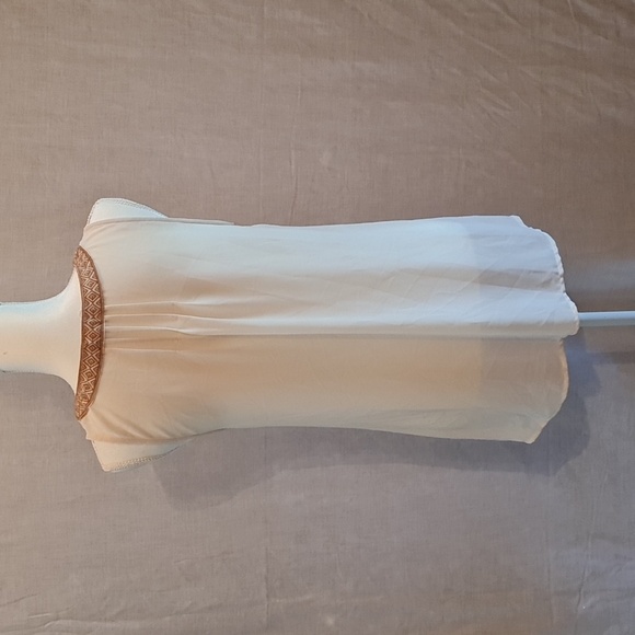 Brown/Cream embellished bodice Blue Bird Sz M Aztec design Crepe like material - Picture 4 of 5